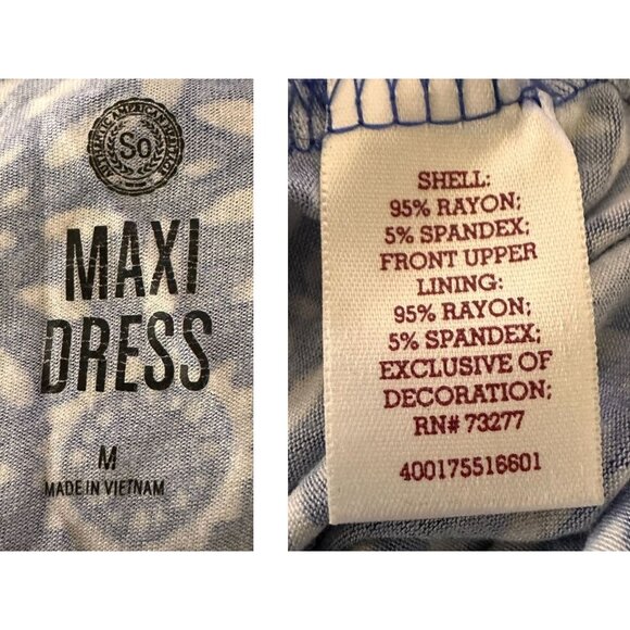 SO Maxi Dress Girls Sz M Blue White Floral Sleeveless Strappy Front Side Slits - Picture 12 of 12